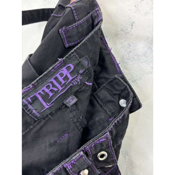 Vintage TRIPP NYC Pants Daang Goodman Goth Rave Baggy Bondage Zip Chains Purple - Picture 2 of 16